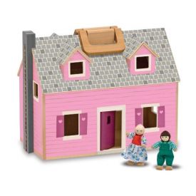 Melissa & Doug Fold and Go Wooden Dollhouse Set