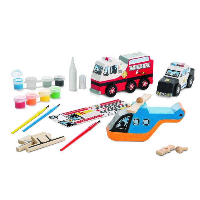 Melissa and Doug Decorate-Your-Own -  Rescue Vehicles Set