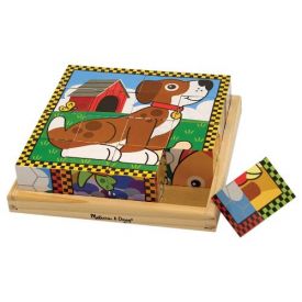 Melissa & Doug - Pets Wooden Cube Puzzle With Storage Tray (16 pcs)