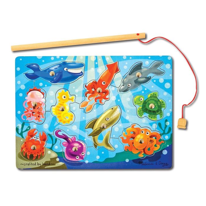 Melissa & Doug Wooden Fishing Game and Puzzle With Wooden