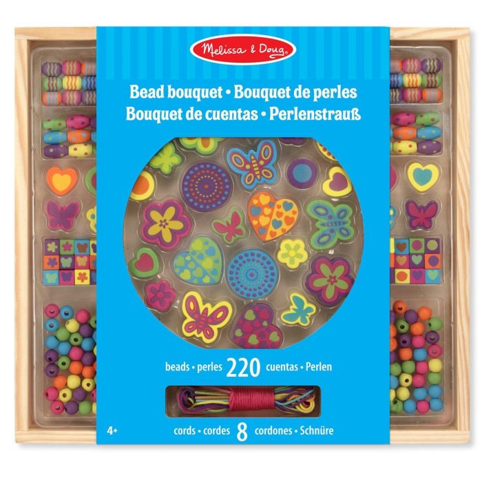 Melissa & Doug - Bead Bouquet Deluxe Wooden Bead Set With 220+ Beads for Jewelry-Making