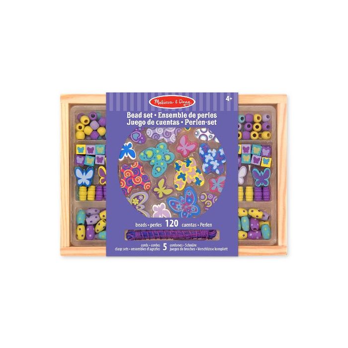 Melissa & Doug - Butterfly Friends Wooden Bead Set With 150+ Beads for Jewelry-Making