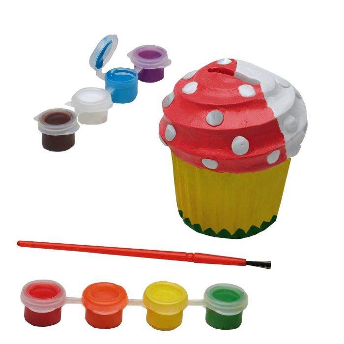 Melissa & Doug - Decorate-Your-Own Cupcake Bank Craft Kit With 8 Pots of Paint and Paintbrush