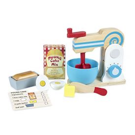 Melissa and Doug Wooden Make-a-Cake Mixer Set (11 pcs) - Play Food and Kitchen Accessories