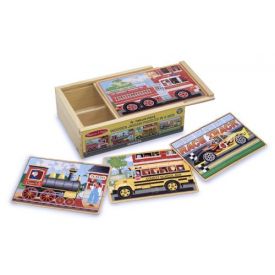 Melissa and Doug Vehicles 4-in-1 Wooden Jigsaw Puzzles in a Storage Box (48 pcs)