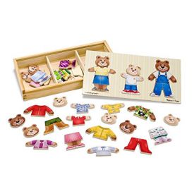 Melissa and Doug Mix 'n Match Wooden Bear Family Dress-Up Puzzle With Storage Case