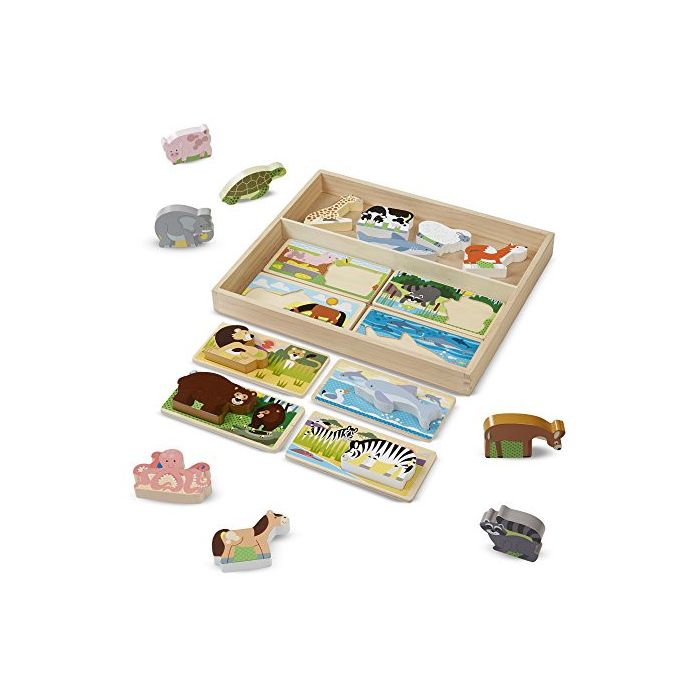 Melissa and Doug Picture Boards with Chunky Wooden Animal Play Pieces 