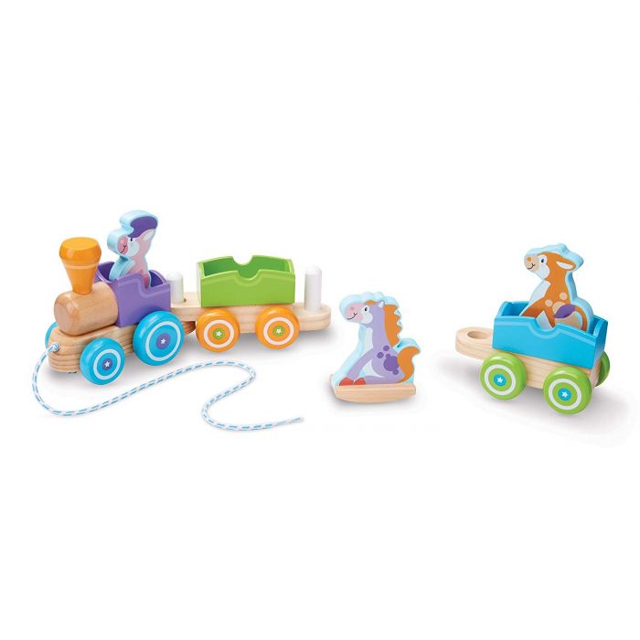 Melissa and Doug  Rocking Farm Animals First Play Wooden Pull Train