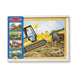 Melissa & Doug Construction Vehicles 4-in-1 Wooden Jigsaw Puzzles 