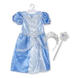 Melissa and Doug Royal Princess Role Play Costume Set (3 pcs) - Blue Gown, Tiara, Wand