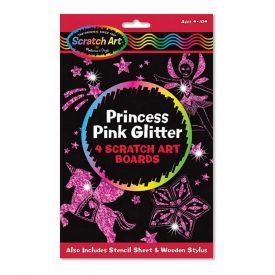 Princess Pink Scratch Art Glitter Boards