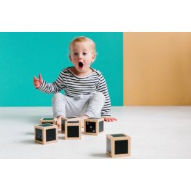 Fun with chalk wooden cubes