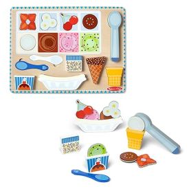 Wooden magnetic ice cream puzzle and play set