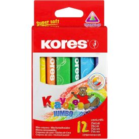 Kores 12 Wax Crayons for Kids, Jumbo