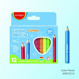 KEYROAD Early age 3.5" 12pcs Kids JUMBO triangle color pencils