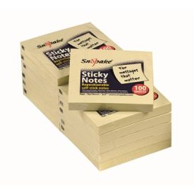 Sticky Note Memo Pads 76x76mm x100 Sheets Yellow Snopake