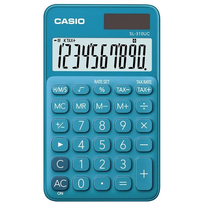 Casio Calculator 10 digits Solar Blue