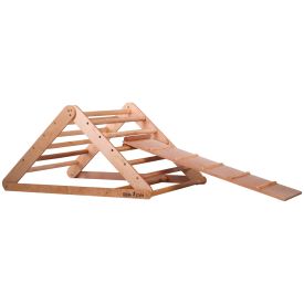 Indoor exercise equipment made of wood – climbing triangle with rungs and climbing surface on both sides