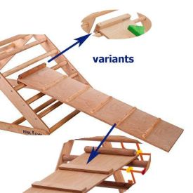 Indoor exercise equipment made of wood – climbing triangle with rungs and climbing surface on both sides