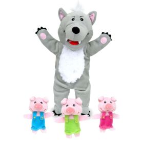 Big bad wolf with 3 little pigs hand puppet