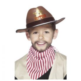 Smiffy's Cowboy Hat with Sheriff Badge - Brown