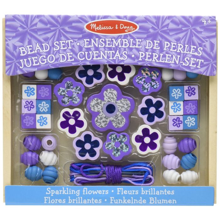 Melissa and Doug - Sparkling Flowers Wooden Bead Set